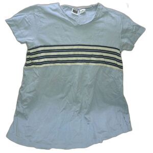 Take Nine Maternity V-Neck Tee Baby Blue with Center Stripe Block Size M